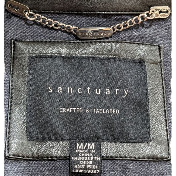 Sanctuary Women's Black Faux Leather Coat Size M - Picture 12 of 13